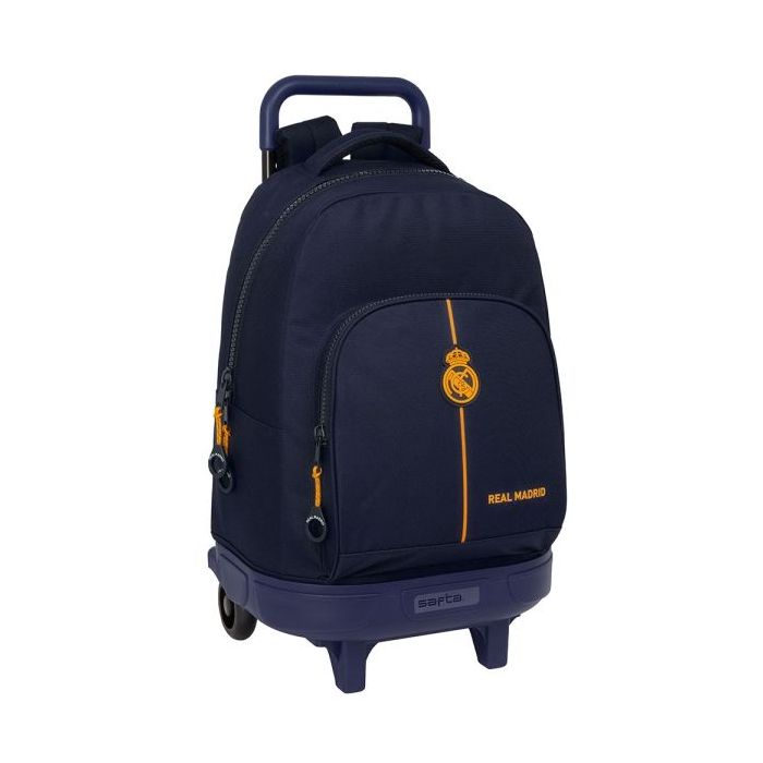 Safta Real Madrid 2ª Equipacion 24/25 Mochila con Carro Integrado - Extraible para Facilitar su Limpieza - Base Reforzada - Asa Extraible - 33x45x22cm - Color Azul Marino