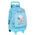 Safta Snoopy Love Mochila con Carro Integrado - Extraible para Facilitar su Limpieza - Base Reforzada - Asa Extraible - 33x45x22cm - Color Azul Claro