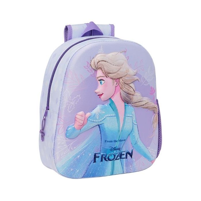 Safta Frozen Mochila 3D - Asa de Mano - Portabotellas Lateral - 27x33x10cm - Color Lavanda