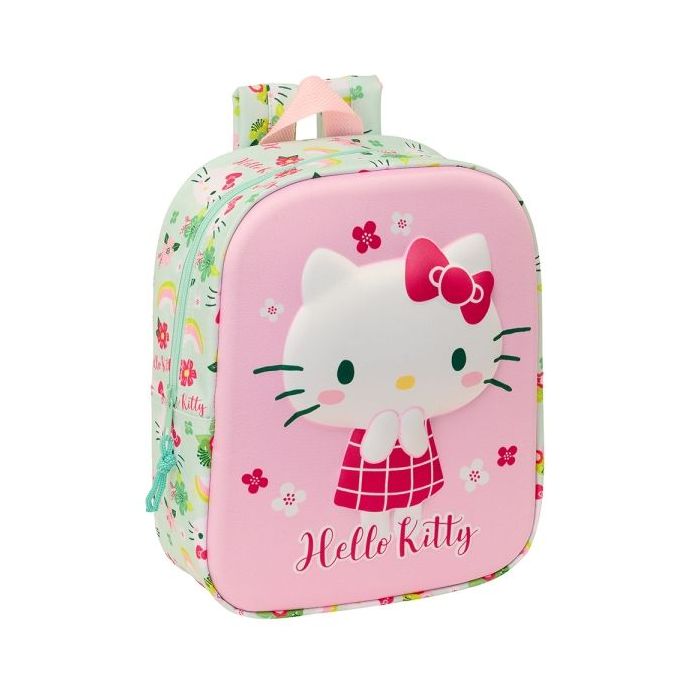 Safta Hello Kitty Mochila Guarderia 3D - Asa de Mano - Compartimento Principal con Cremallera - 22x27x10cm - Color Rosa