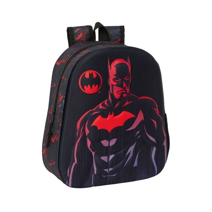 Safta Batman Mochila 3D - Asa de Mano - Portabotellas Lateral - 27x33x10cm - Color Negro