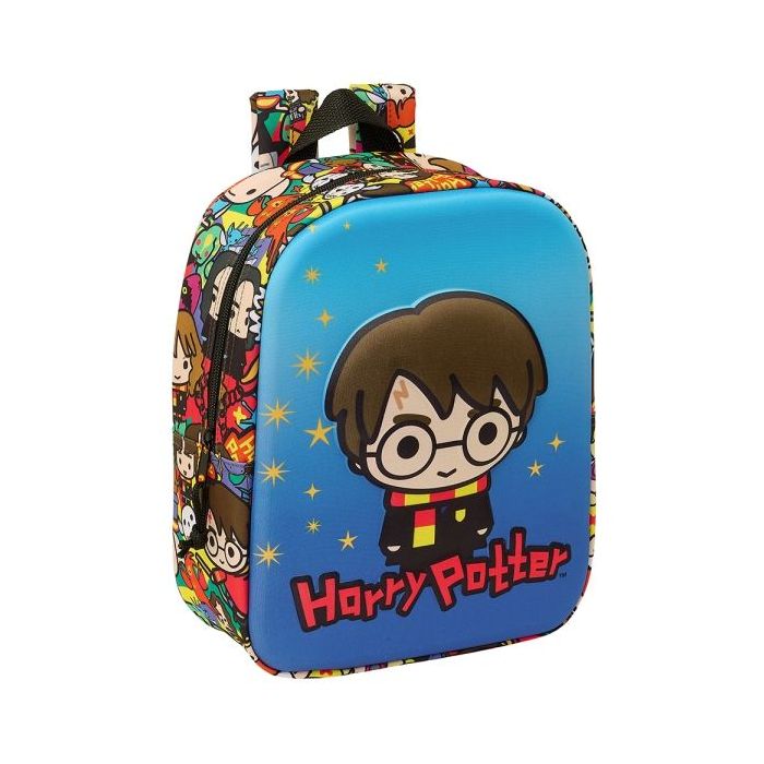 Safta Harry Potter Mochila Guarderia 3D - Asa de Mano - Compartimento Principal con Cremallera - 22x27x10cm - Color Azul