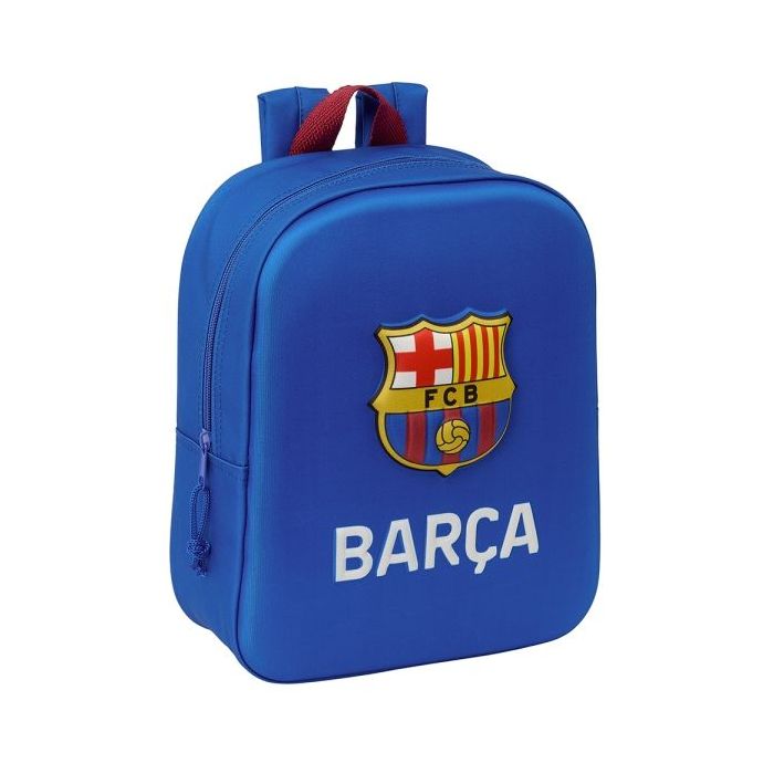 Safta F.C. Barcelona Mochila Guarderia 3D - Asa de Mano - Compartimento Principal con Cremallera - 22x27x10cm - Color Azul