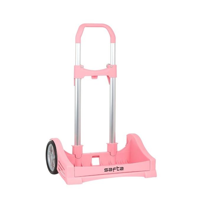 Safta Evolution Carro Portamochilas- Sujecion Universal - Ruedas de 14cm Antivibracion - Aluminio/PP - 40x85x28cm - Color Rosa