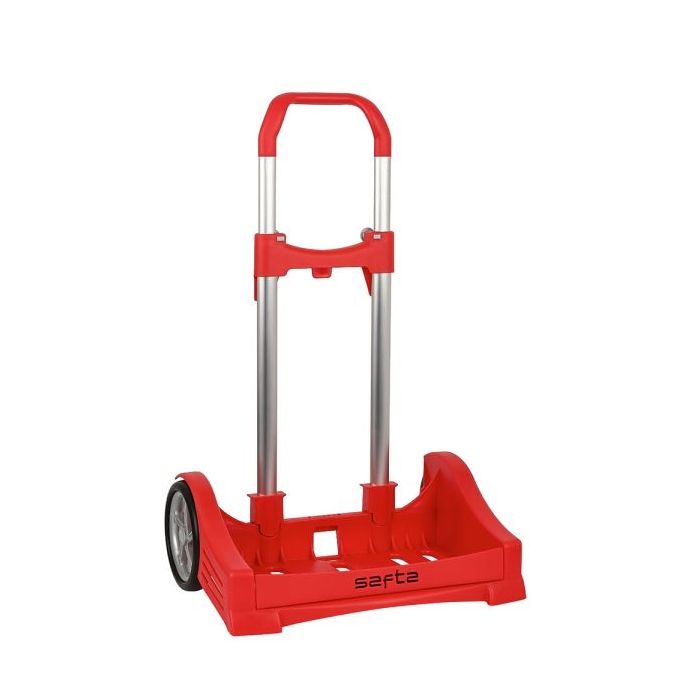 Safta Evolution Carro Portamochilas- Sujecion Universal - Ruedas de 14cm Antivibracion - Aluminio/PP - 40x85x28cm - Color Rojo