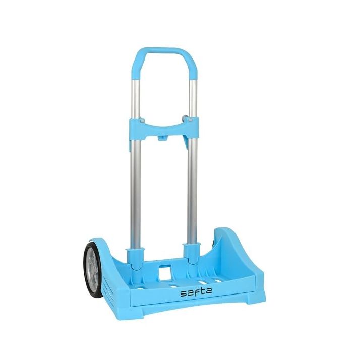 Safta Evolution Carro Portamochilas- Sujecion Universal - Ruedas de 14cm Antivibracion - Aluminio/PP - 40x85x28cm - Color Azul Claro