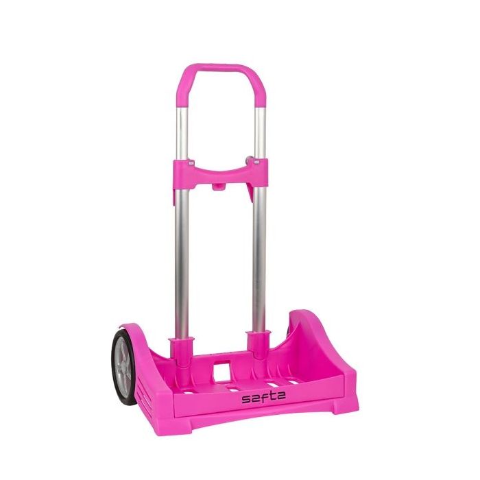 Safta Evolution Carro Portamochilas- Sujecion Universal - Ruedas de 14cm Antivibracion - Aluminio/PP - 40x85x28cm - Color Magenta