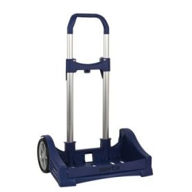 Safta Evolution Carro Portamochilas- Sujecion Universal - Ruedas de 14cm Antivibracion - Aluminio/PP - 40x85x28cm - Color Azul Oscuro