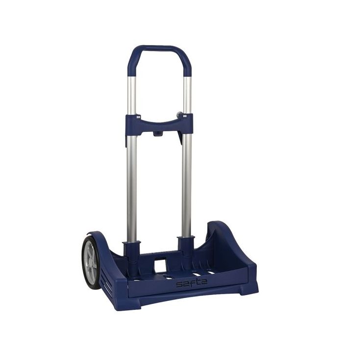 Safta Evolution Carro Portamochilas- Sujecion Universal - Ruedas de 14cm Antivibracion - Aluminio/PP - 40x85x28cm - Color Azul Oscuro