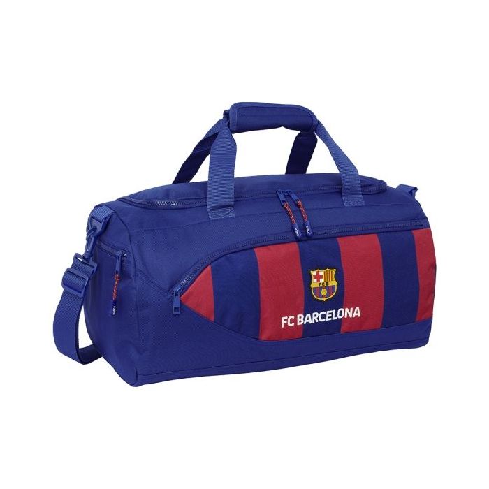 Safta F.C. Barcelona Bolsa Deporte - Bandolera Ajustable - Asa de Mano - Fondo Semirigido Extraible - 50x25x25cm - Tacos Protectores - Color Rojo y Azul