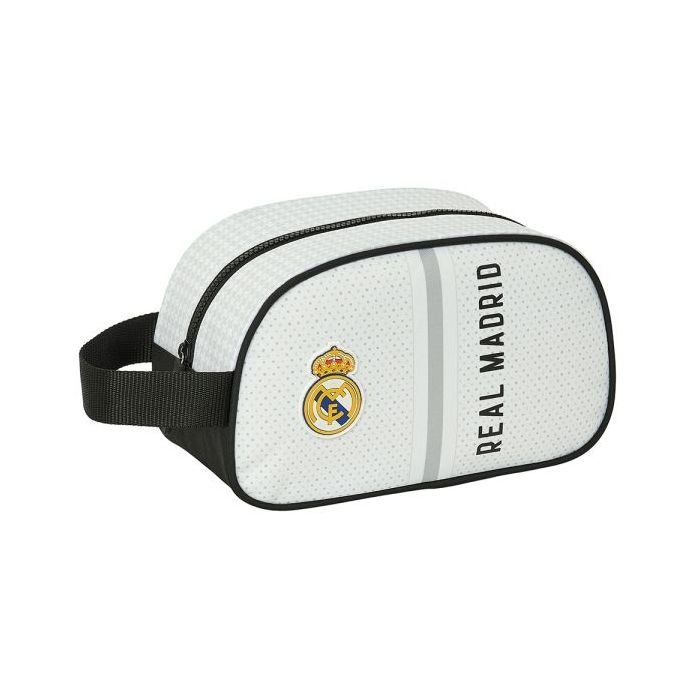 Safta Real Madrid 1ª Equipacion 24/25 Neceser - 1 Compartimento - Asa de Mano - 26x15x12cm - Color Blanco/Negro