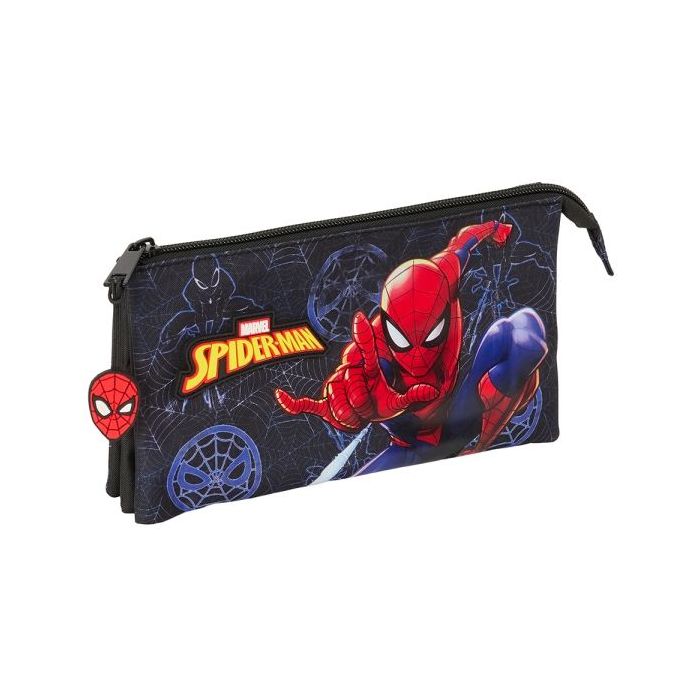Safta Spider-Man Attack Estuche Portatodo - 3 Compartimentos - 22x12x3cm - Color Negro