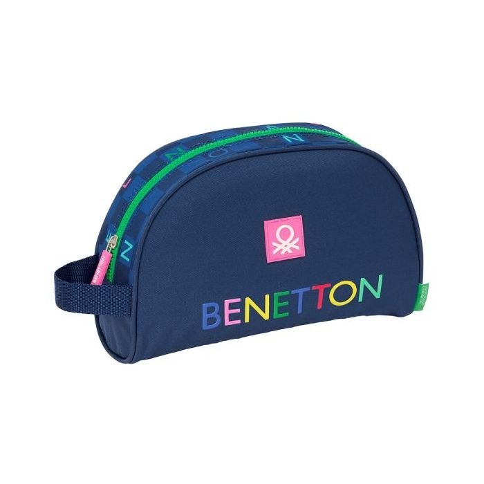 Safta Benetton Damero Neceser - 1 Compartimento - Asa de Mano - 28x18x10cm - Color Azul Marino