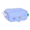 Safta Benetton Estuche Portatodo - 3 Compartimentos - 21.5x10x8cm - Color Lila