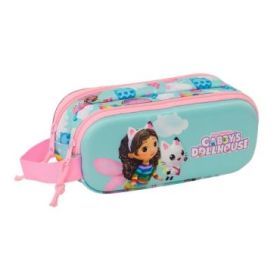 Safta Gabby'S Dollhouse Estuche Portatodo 3D - 2 Compartimentos - Asa de Mano - 21x8x6cm - Color Azul Claro