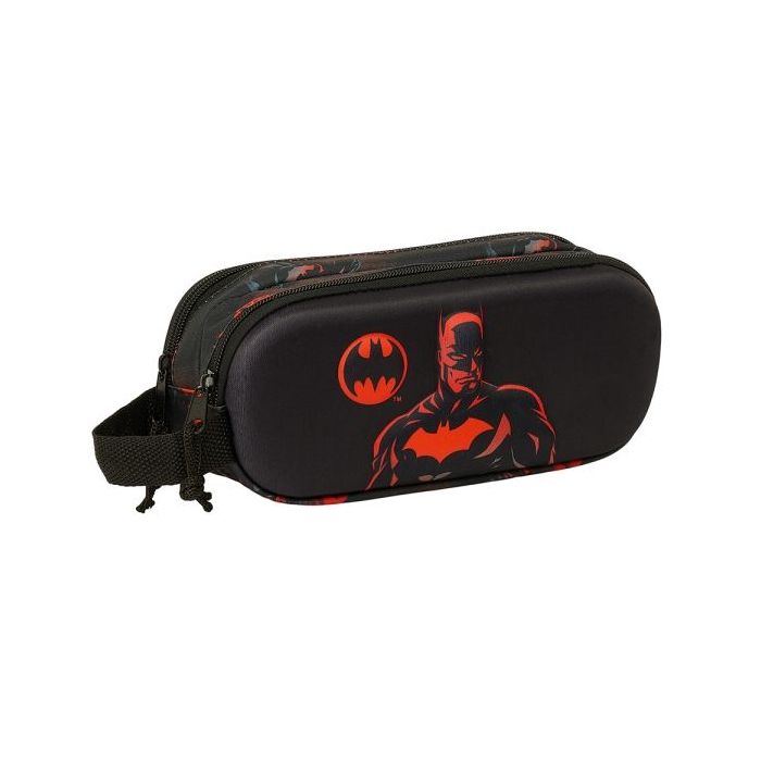 Safta Batman Estuche Portatodo 3D - 2 Compartimentos - Asa de Mano - 21x8x6cm - Color Negro