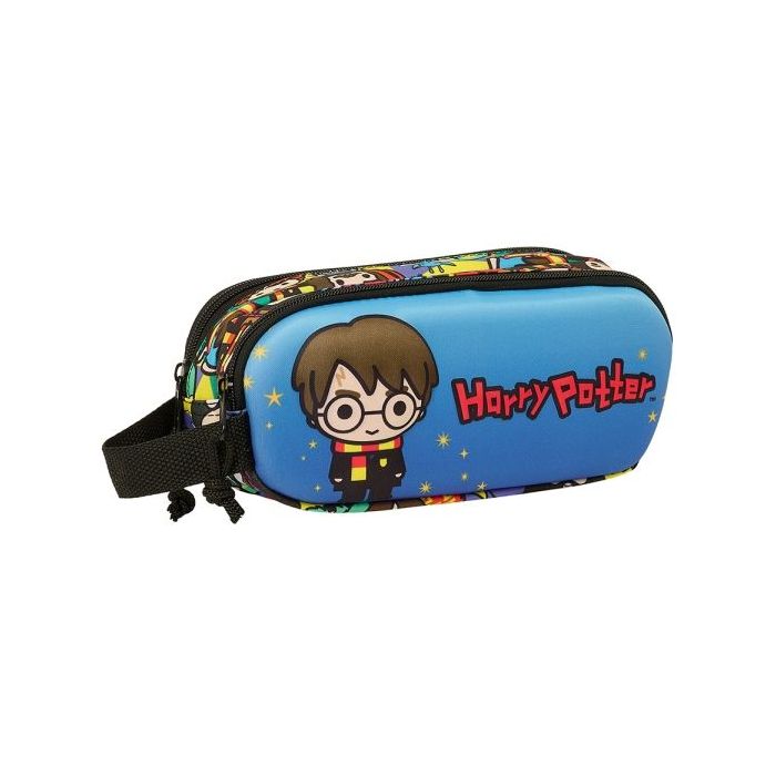 Safta Harry Potter Estuche Portatodo 3D - 2 Compartimentos - Asa de Mano - 21x8x6cm - Color Azul