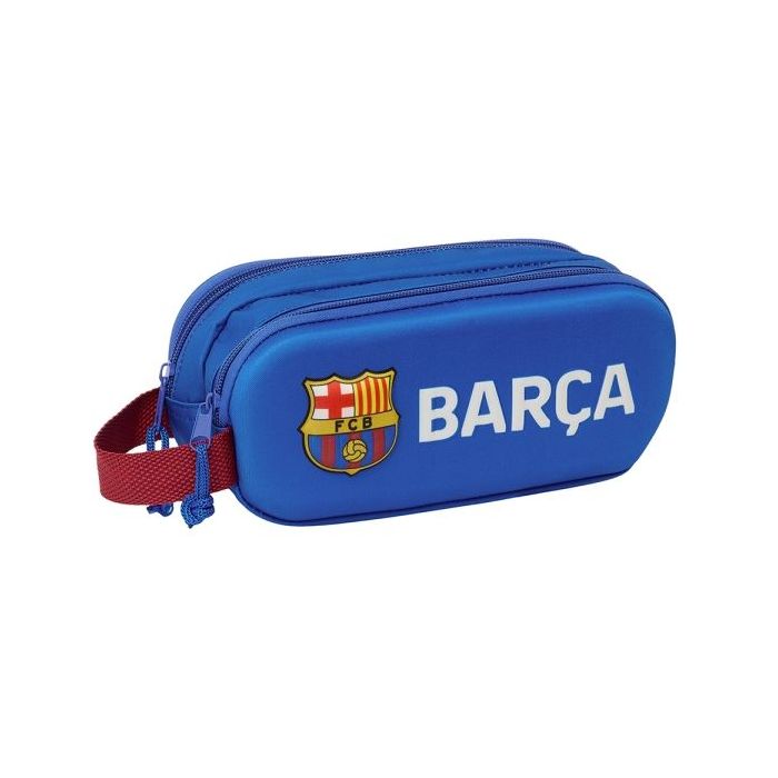 Safta F.C. Barcelona Estuche Portatodo 3D - 2 Compartimentos - Asa de Mano - 21x8x6cm - Color Azul