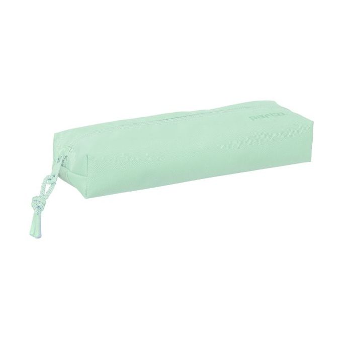 Safta Estuche Portatodo de 22cm - 1 Compartimento - Rectangular - Goma Elastica Trasera - 22x4x7cm - Color Verde Pastel