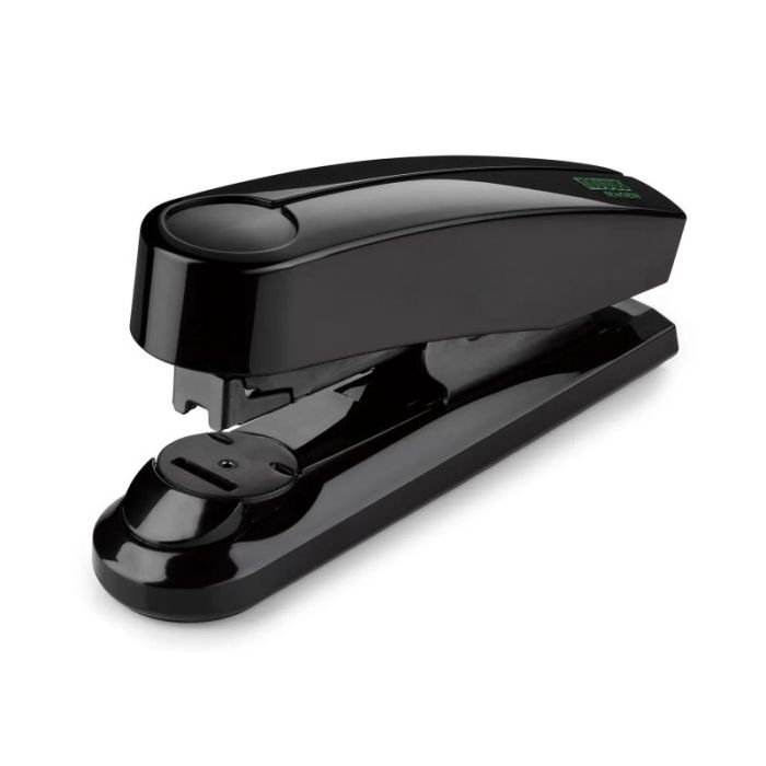 Novus B 4FC re+new Grapadora de Sobremesa - Fabricada con Plastico Reciclado - Hasta 50 Hojas - Grapado Plano Abierto, Cerrado y Clavado - Incluye 200 Grapas - Color Negro