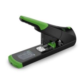 Novus B 50 re+new Grapadora de Gruesos - Fabricada con Plastico Reciclado - Hasta 140 Hojas - Grapado Cerrado con Sistema Bypass - Color Negro/Verde