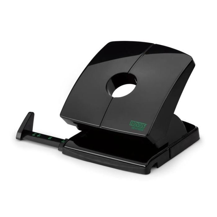 Novus B 230 re+new Perforadora de Papel - Perfora hasta 30 Hojas - Fabricada con Plastico Reciclado - Escala de Tope - Vaciado Facil - Punzones 5.5mm - Color Negro