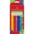 Faber-Castell Jumbo Junior Pack de 10 Lapices de Colores Triangulares + Sacapuntas - Mina Resistente a la Rotura - Lavable - Colores Surtidos