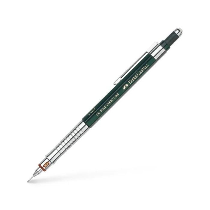 Faber-Castell TK-Fine Vario L Portaminas HB 0.5mm - Con Goma de Borrar - Clip de Metal - Color Verde