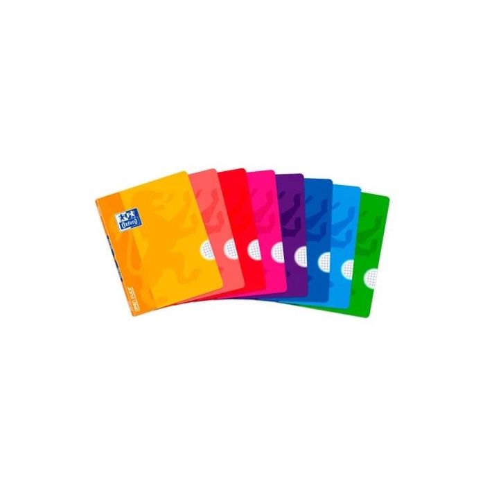 Oxford Openflex Libreta Grapada Tapa Plastico A5+ 48 Hojas Cuadricula 4x4 - Resistente Tapa de Plastico - Flexibilidad Tanto al Abrir como al Cerrar - Colores Surtidos