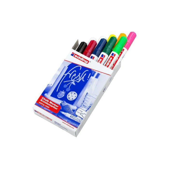 Edding 4095 Pack de 10 Rotuladores de Tiza Liquida - Punta Redonda - Trazo 2-3mm - Olor Neutro - Colores Surtidos