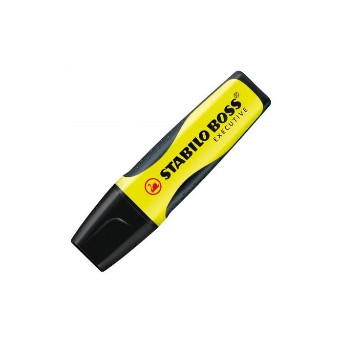 Stabilo Boss Executive Marcador Fluorescente - Zona de Agarre - Trazo entre 2 y 5mm - Recargable - Tinta con Base de Agua - Color Amarillo