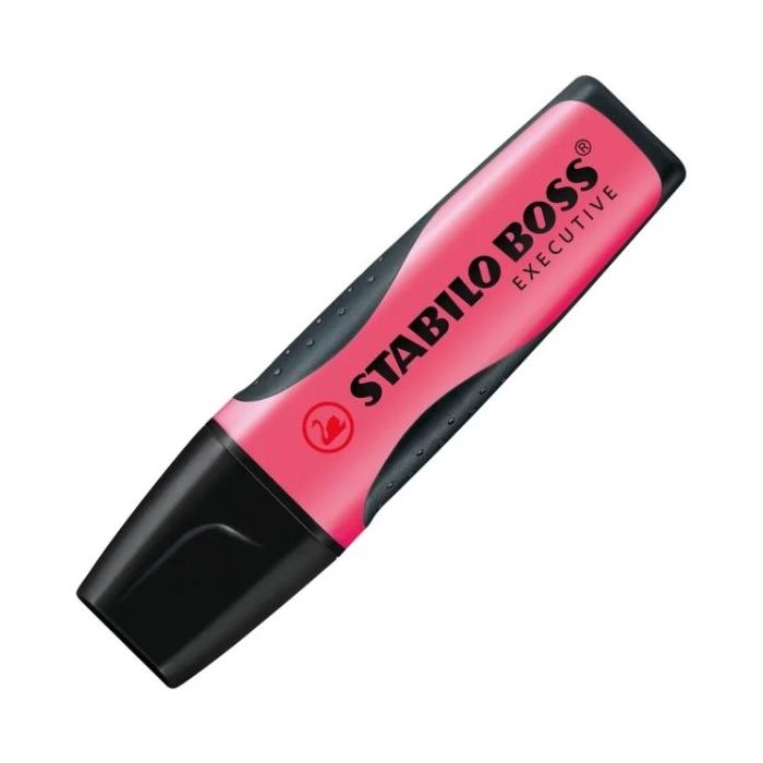 Stabilo Boss Executive Marcador Fluorescente - Zona de Agarre - Trazo entre 2 y 5mm - Recargable - Tinta con Base de Agua - Color Rosa