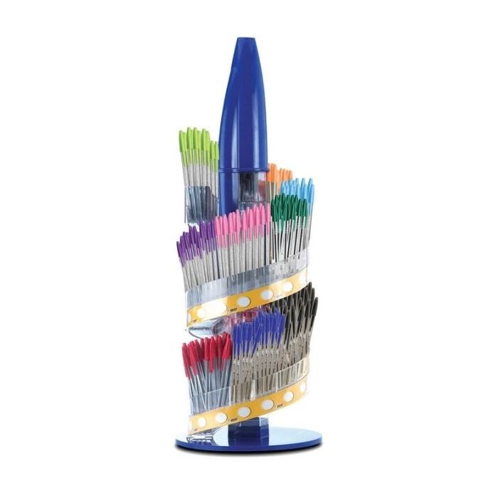 Bic Cristal Family Expositor de 770 Boligrafos de Bola - Punta Redonda de 1.6mm - Trazo 0.42mm - Tinta con Base de Aceite - Colores Surtidos