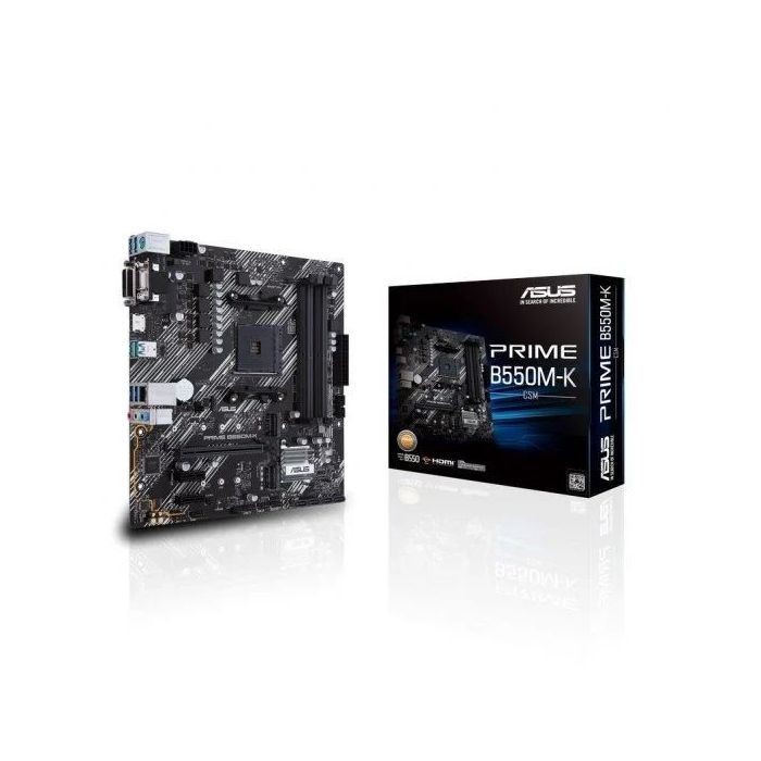 Asus Prime B550M-K Placa Base AMD Dual M.2, PCIe 4.0, 1 Gb Ethernet, HDMI, D-Sub, DVI, SATA 6 Gbps, USB-A 3.2 Gen 2