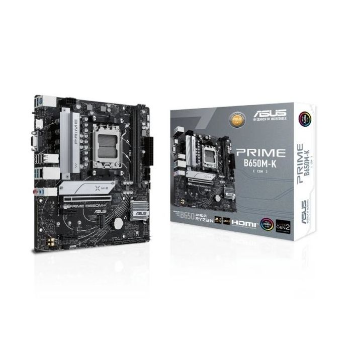 Asus Prime B650M-K Placa Base AMD AM5 2x DDR5 - HDMI, M.2, PCIe 4.0, 4x Sata III, USB 2.0, 3.2, RJ-45, VGA, Factor MicroATX