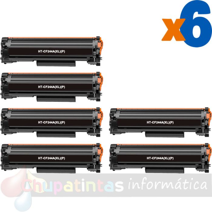 HP CF244A XL Negro Pack de 6 Cartuchos de Tóner Genéricos - Alta Capacidad/Jumbo - Reemplaza 44A
