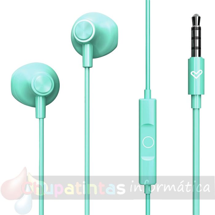 Energy Sistem Auriculares de Botón -  Micrófono -  Jack 3.5 mm - Cable 120cm - Color Verde-1