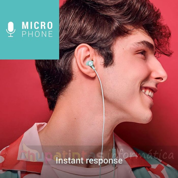 Energy Sistem Auriculares de Botón -  Micrófono -  Jack 3.5 mm - Cable 120cm - Color Verde-9