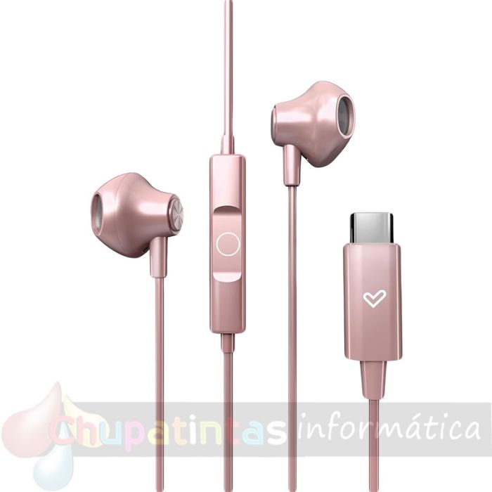 Energy Sistem Auriculares de Botón - Micrófono - Control de Reproducción - USB c - Cable 120cm - Color Rosa-2