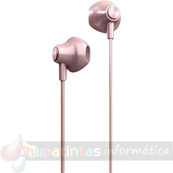Energy Sistem Auriculares de Botón - Micrófono - Control de Reproducción - USB c - Cable 120cm - Color Rosa-3