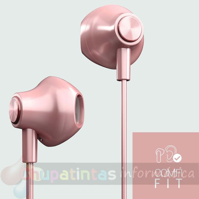 Energy Sistem Auriculares de Botón - Micrófono - Control de Reproducción - USB c - Cable 120cm - Color Rosa-5