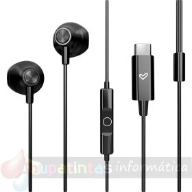 Energy Sistem Auriculares de Botón - Micrófono - Control de Reproducción - USB c - Cable 120cm - Color Negro-1