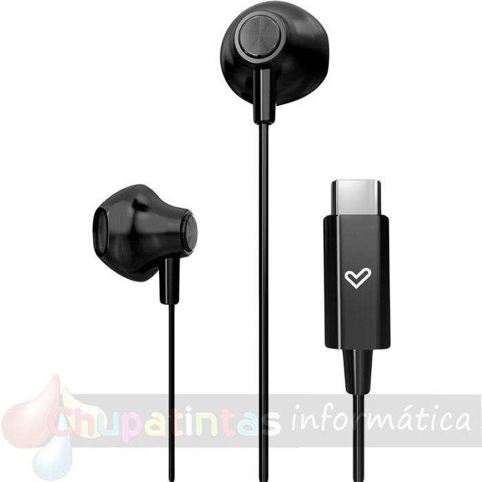 Energy Sistem Auriculares de Botón - Micrófono - Control de Reproducción - USB c - Cable 120cm - Color Negro-2