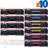 HP 205A XL Pack de 10 Cartuchos de Tóner Genéricos: CF530A+CF531A+CF532A+CF533A