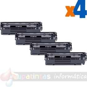 HP Q2612X Negro Pack de 4 Cartuchos de Tóner Genéricos - Reemplaza 12X
