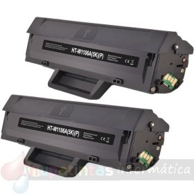 HP W1106A Negro Pack de 2 Cartuchos de Tóner Genéricos - Reemplaza 106A