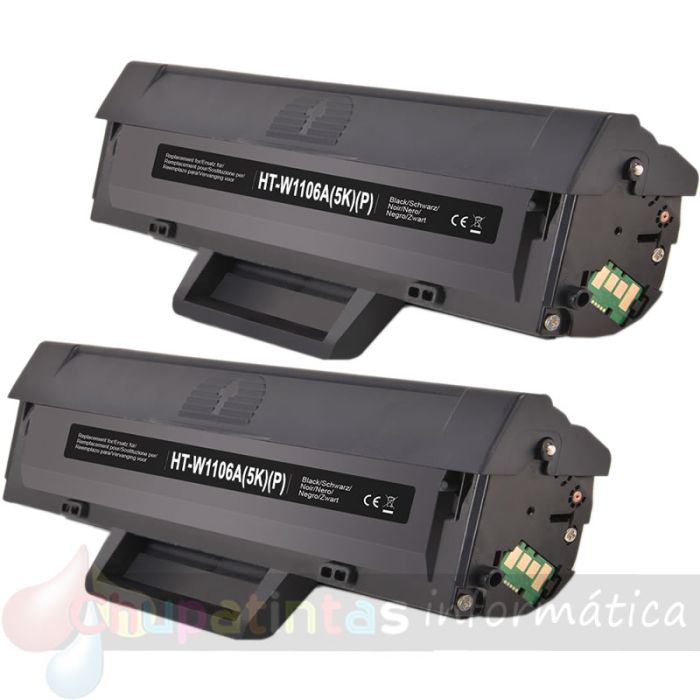 HP W1106A Negro Pack de 2 Cartuchos de Tóner Genéricos - Reemplaza 106A
