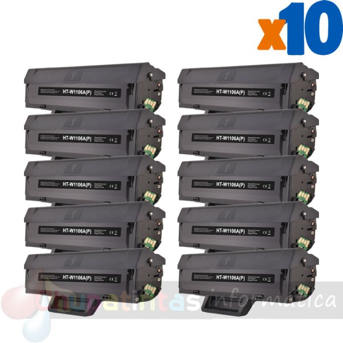 HP W1106A Negro Pack de 10 Cartuchos de Tóner Genéricos - Reemplaza 106A