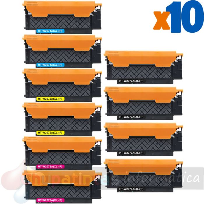 HP 117A XL Pack de 10 Cartuchos de Tóner Genéricos: W2070A+W2071A+W2072A+W2073A XL