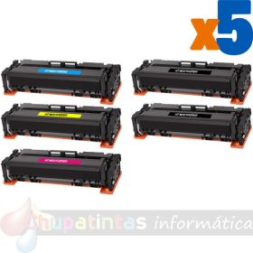 HP 207X/207A Pack de 5 Cartuchos de Tóner Genéricos: W2210X+W2211X+W2212X+W2213X